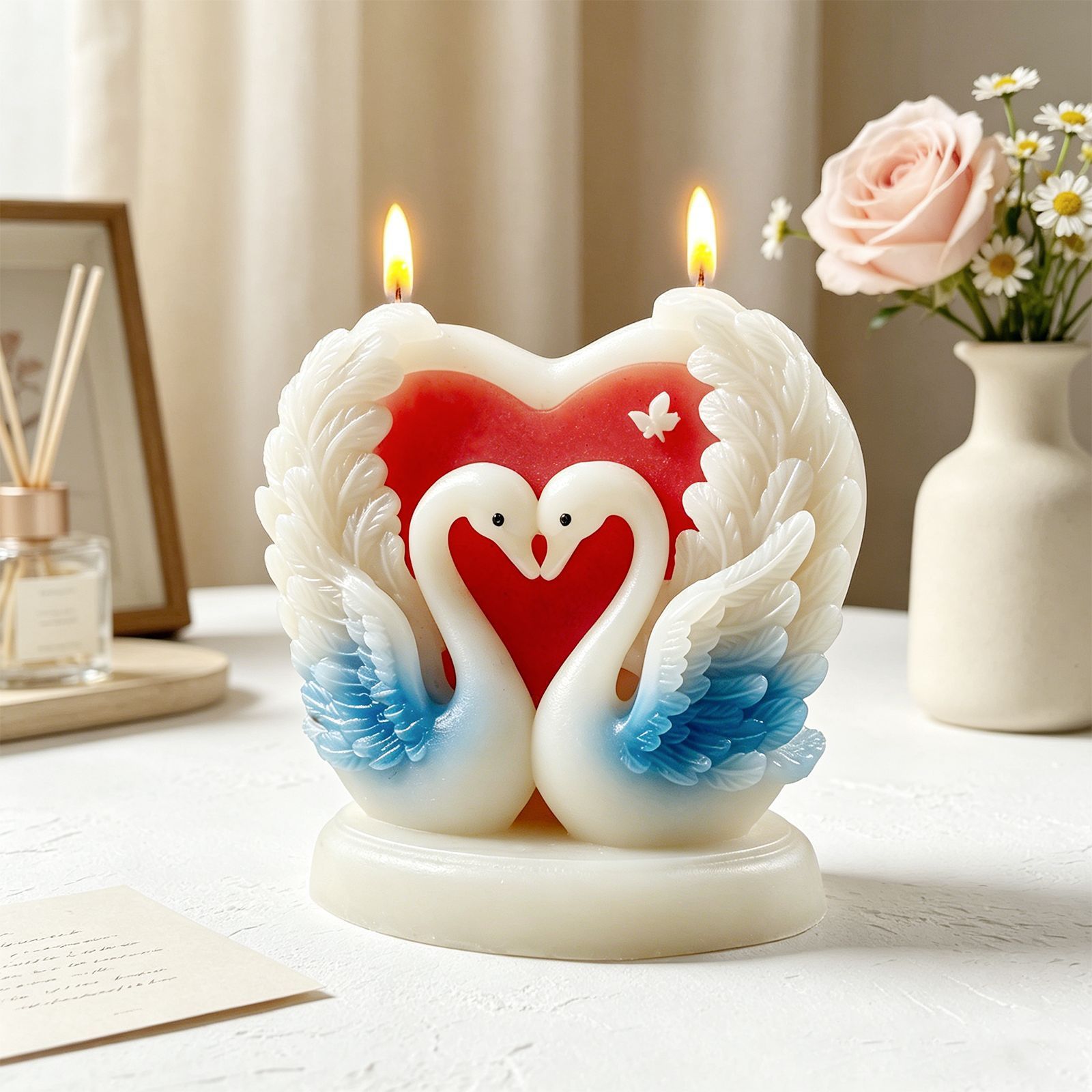 Ins Romantic Love Couple Swan Candle Mold Wedding Accessories Pendant Gypsum Silicone Mold