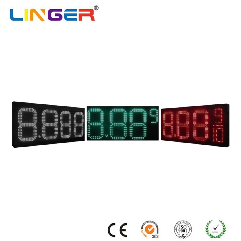 Outside Gas Station LED Sign Red / Yellow / Green / White / Blue 4 Digit 7 Segment Display