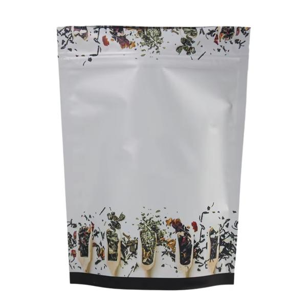 Bolsas de té de pie personalizadas con sellado superior con cremallera de ventana