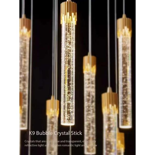 Lámpara de parche de LED moderna larga de cristal para diseño lujoso en el salón comedor o escalera