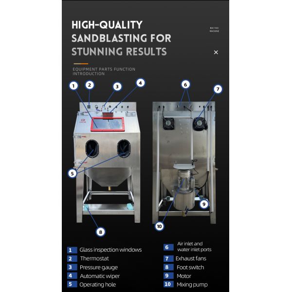 Wet Blasting Cabinet with Water Heating System