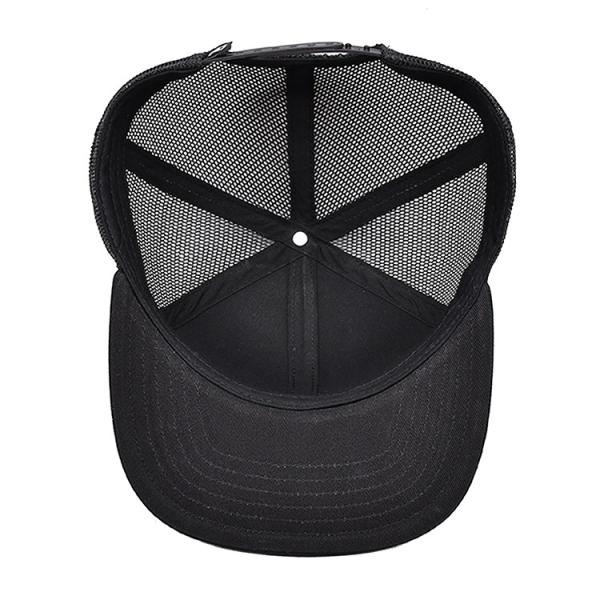Capuz de caminhoneiro unisex de algodão 6 painéis com logotipo bordado e etiqueta tecida