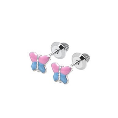 18K Желто-золотые Розовые Синие Эмалированные Бабочки с Покрытием E