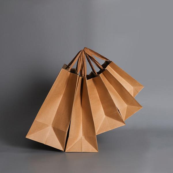 Industrial Surface Packaging Custom Logo Print Wholesale Grocery White Brown Kraft Paper Gift Bag with Handle