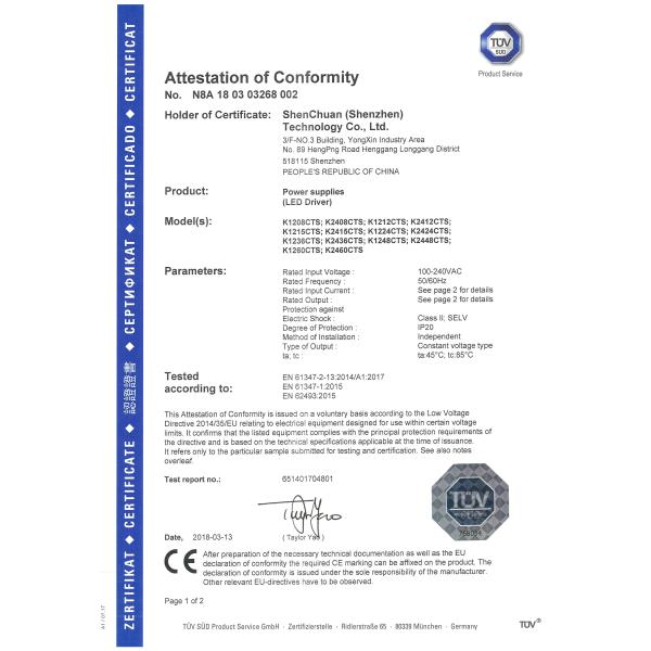 12V / 24V 60W Constant Voltage DC Power Supply LED Driver With Smart Control