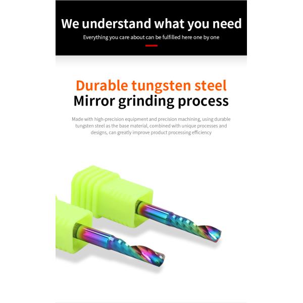 3.175mm Solid Carbide Single O Flute Downcut Spiral Endmill 1F Milling Cutter for Acrylic MDF Aluminum Wooddown-Cut Router Bits