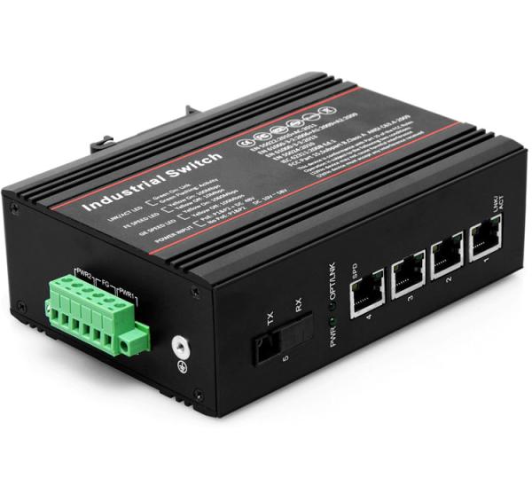 Portos rj45 industriais do porto 4*10 da fibra do ponto de entrada 1*100M do apoio do interruptor do WDM/100M