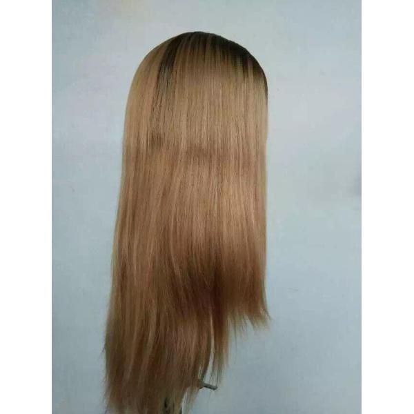 16 Inches Highlight With Dark Root European Human Hair Jewish Wig