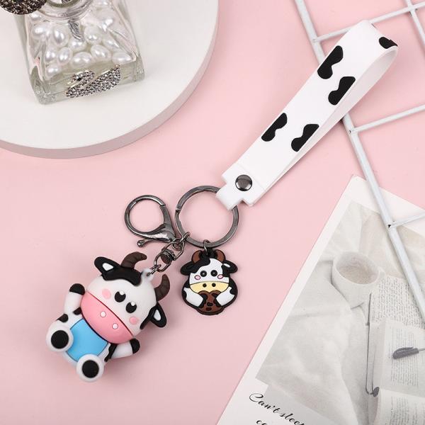 Персонализированные 3D Силиконовые коровьи животные ключи Pendant Keychain для сумочки и рюкзака
