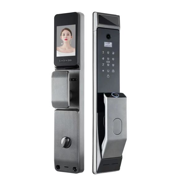 Qleung S914MAX 3D Face  Tuya Wifi Automatic Lock Fingerprint Code Card Smart Door Lock with Peephole Camera
