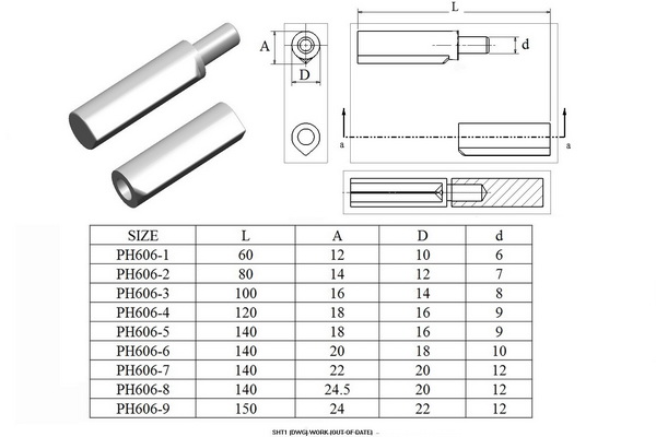 Welding hinge piston hinge PH606, with ball bearing, material steel, self color or zinc plating
