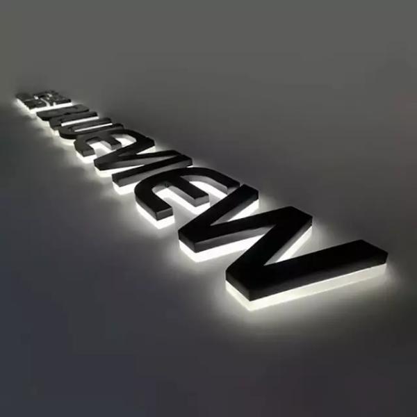 Led Gold Metal Letter Steel Signs Backlit Led Channel Letters Sign Gold Letter