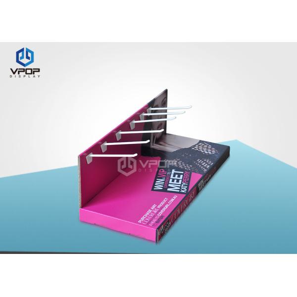 Cosmetic Cardboard Hook Display , Black Retail Display Racks With Hook