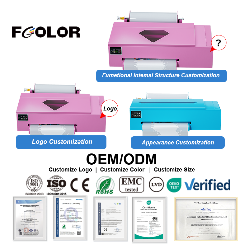 FCOLOR A2 & A3 UV DTF Printer All-in-One Roll-to-Roll DIY Sticker Design for Glass/Cup/Tumbler with Manufacturer's UV Ink
