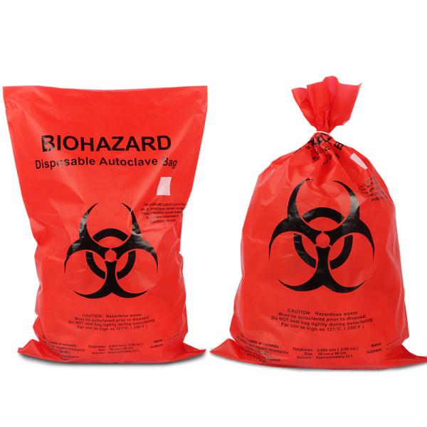 Сумки PP красного HDPE био медицинские ненужные, устранимые сумки Biohazard для больницы