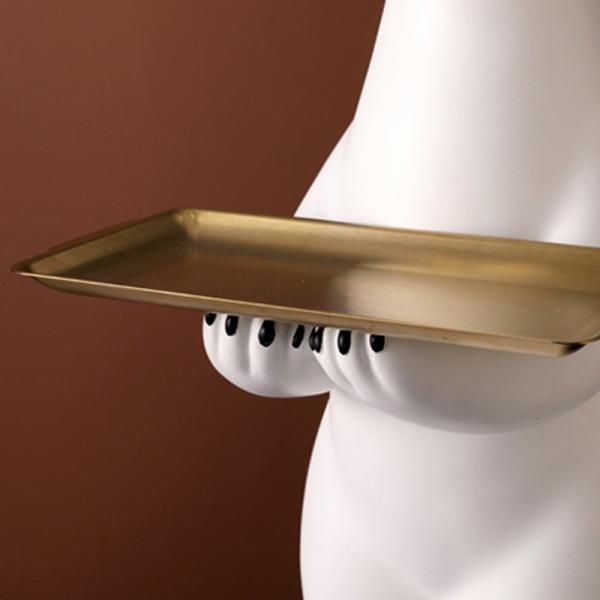 Creative White Polar Bear Side Table Large Floor Stand Decor With Tea Tray