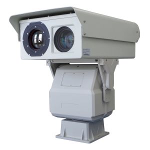 Câmera térmica de sensores duplos de longa distância com zoom óptico, câmera de imagem térmica Ptz para proteção contra incêndio