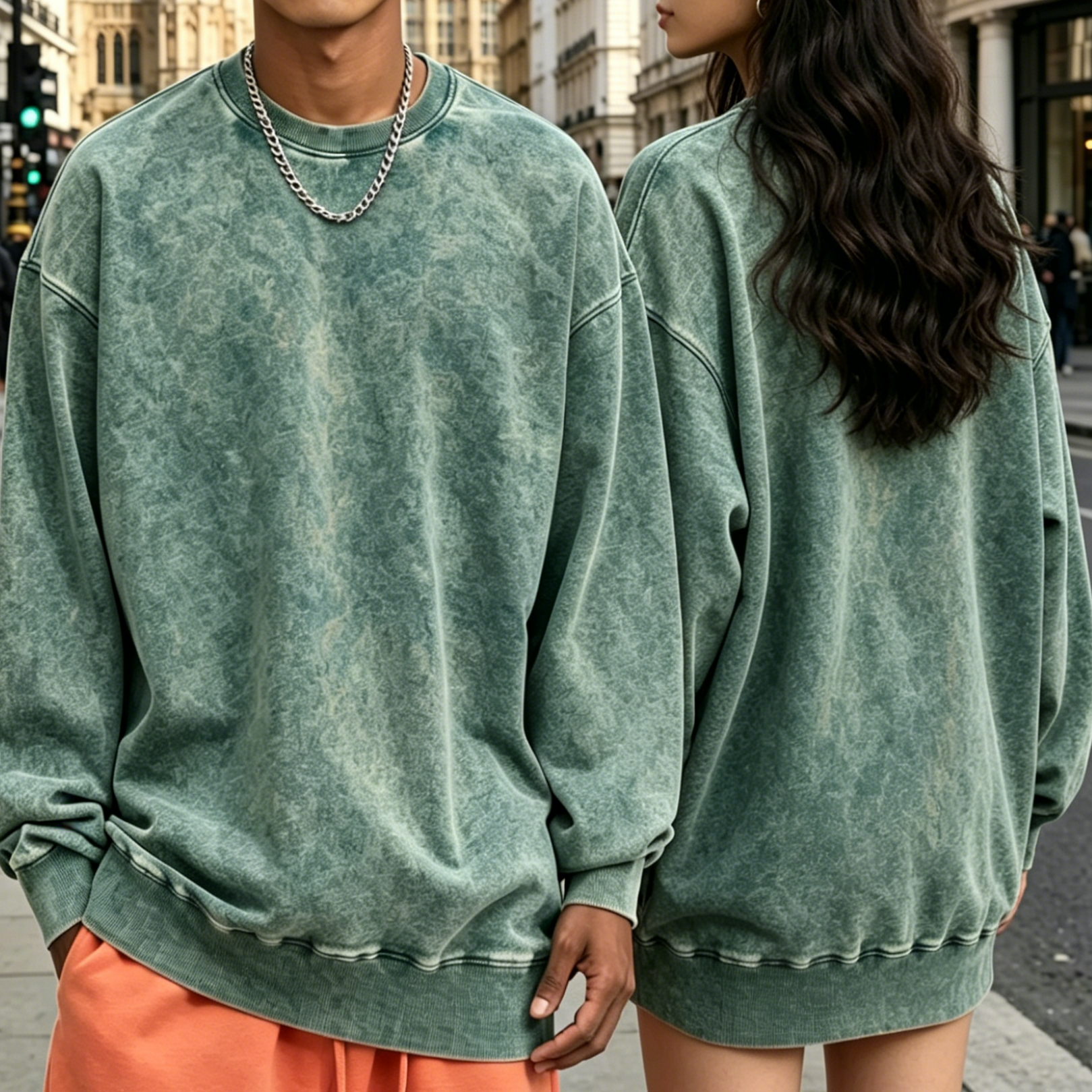 400GSM Heavyweight Cotton Sweatshirt Drop Shoulder Crew Neck Men'S Casual Pullover For Spring Wear