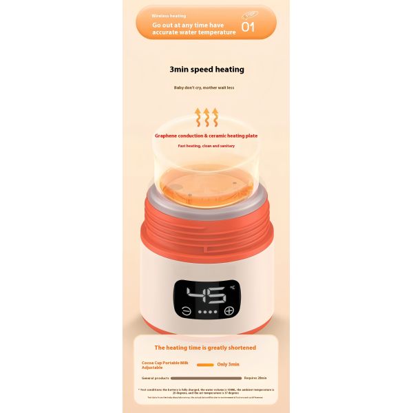 Cordless Baby Bottle Warmer Featuring Large Capacity And High Thermal Conversion Rate For Quick Heating Suitable For Travel