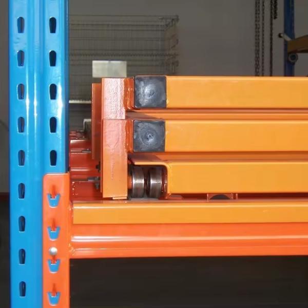 Customized Steel Push Back Rack With Nested Carts And Slope Industrial Storage