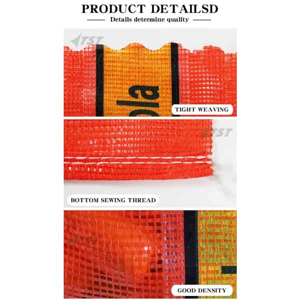 20kgs Orange Tubular Mesh Bag With Vertical Logo For Onion