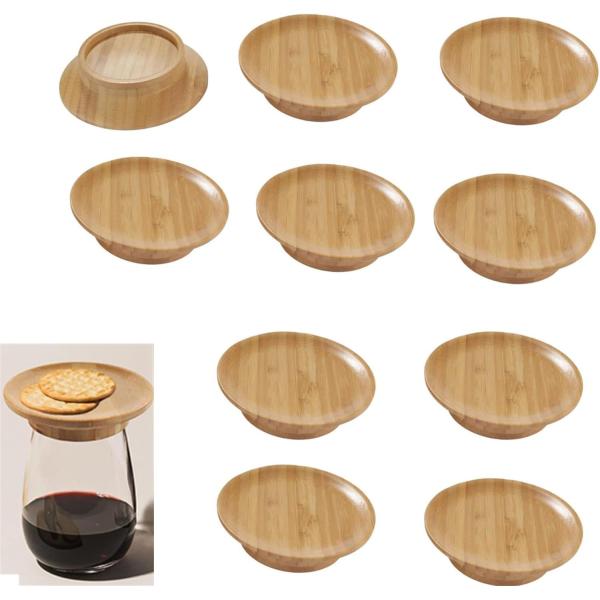 Make Your Party Stand Out Bamboo Wooden Wine Glass Topper for Wine Cup Bowl Coasters