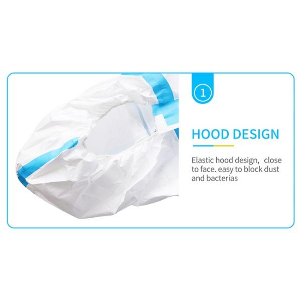 Крышка стороны работы защитного костюма анти- пыли устранимая водоустойчивая химическая