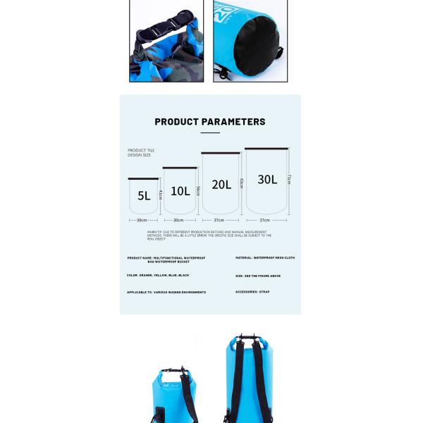 Черный голубой рюкзак водоустойчивое 5L/10L/20L/30L рюкзака сухой сумки облегченный