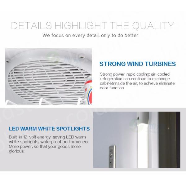 Double Tempered Glass Door Display Cooler Showcase Upright Freezer