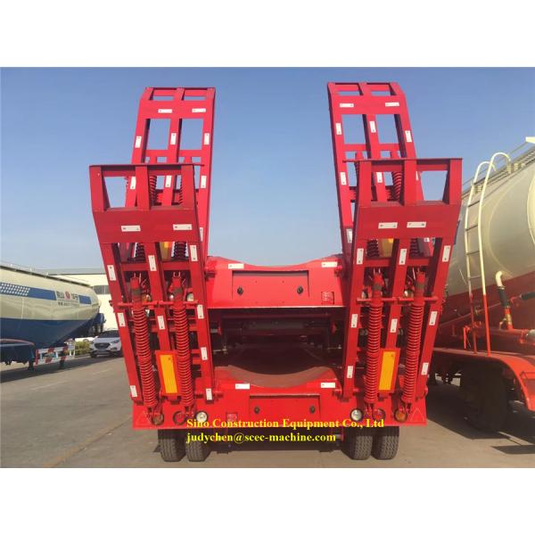 Gooseneck Low Bed Semi Trailer 60t Tri Fuwa BPW Axles For Heavy Machinery Transport