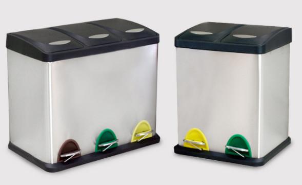 24L Three Compartment Indoor Trash Can Foot Pedal Waste bin Ashcan