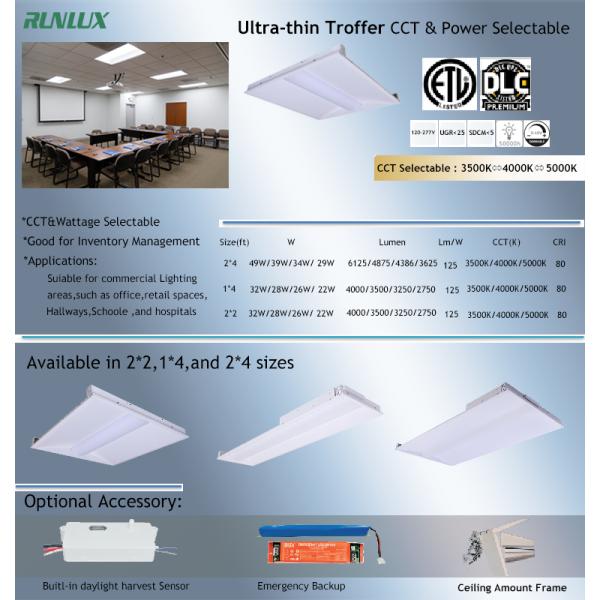 30x120 LED Troffer Light Panel 3 Color Temperature and 4 power 26W 32W in one fixture