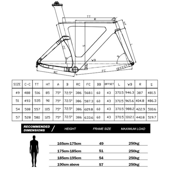 Полный тарельчатый тормоз рамки 700C велосипеда дороги волокна углерода плоский установленный