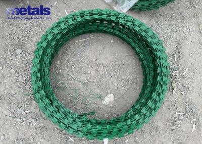Green Pvc Coated Concertina Razor Wire 450mm Outside Cercle For Security Fence