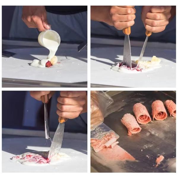Quick Freezing Molding Double Pan Thai Fry Pan Ice Cream Rolled Bench Top Yogurt Roll Maker