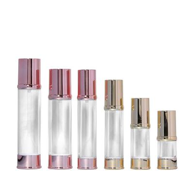 Bouteille de pompe cosmétique sans air de forme ronde 20 ml 30 ml 50 ml 100 ml Bouteille de lotion de luxe en plastique