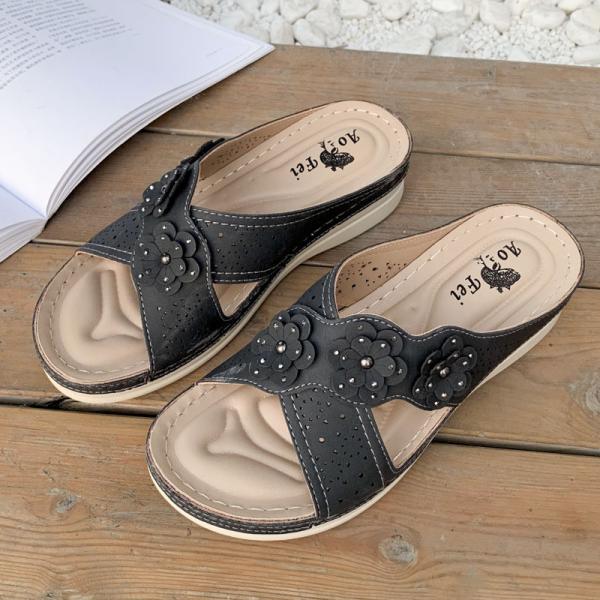 BS069 Amazon 2021 New Cross-Border Ladies Slippers Summer Flowers Vacation Leisure Beach Sandals