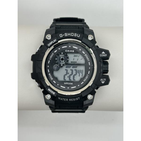 Quartz Digital Sports Watch Waterproof With Black Silicone Band