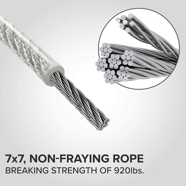 Steel Core Cable Railing 300ft T316 Stainless Steel Cable 1/8 7x7 Strands Wire Rope For Deck Railing Kit Hardware