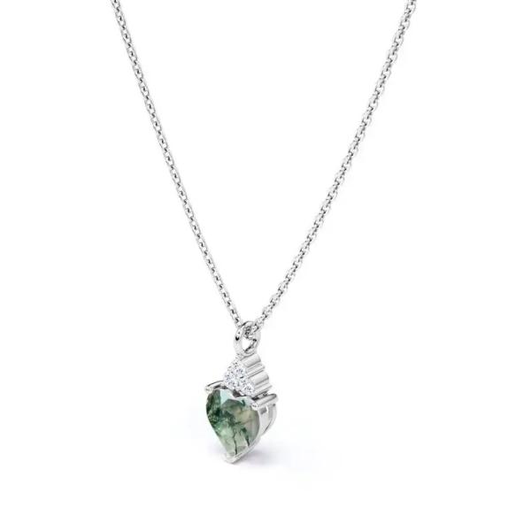 925 Silver Raw Simple Fine Green Moss Crystal Agate Jewelry Complete Wedding Necklace For Sale