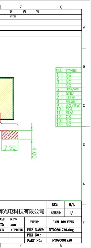 128X64 Трансмиссивный TFT PMOLED Дисплей Экран LCD Модуль RT096017A