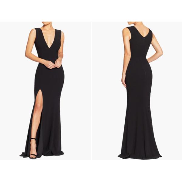 Perfect Manufacturer Deep V-neck Sleeveless Full-length Trumpet Gown Evening Dress Front Split Slit Plus Size