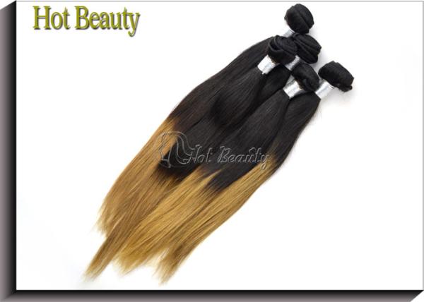 5A Peruvian Human Hair Extensions Ombre , Silk Straight Hair Weft