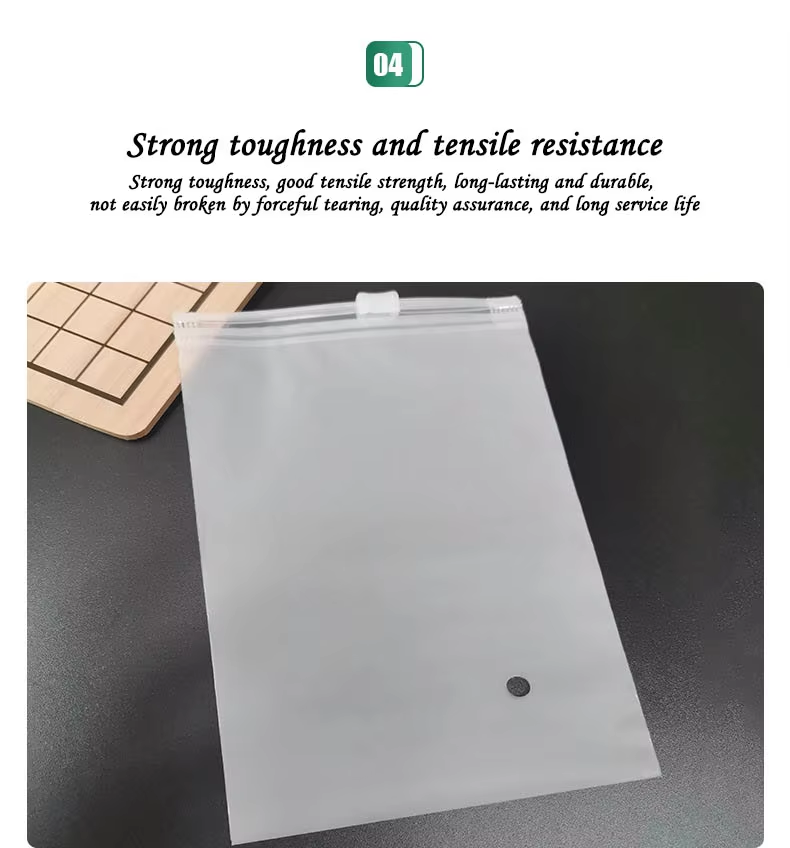 Customized logo zipper design, matte transparent CPE low-density polyethylene, intaglio printing surface for clothing, bags, shoes and socks.
