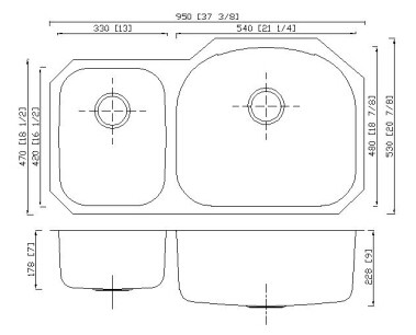 Кухонная раковина шара прочного датчика нержавеющей стали 16 Ундермоунт двойная