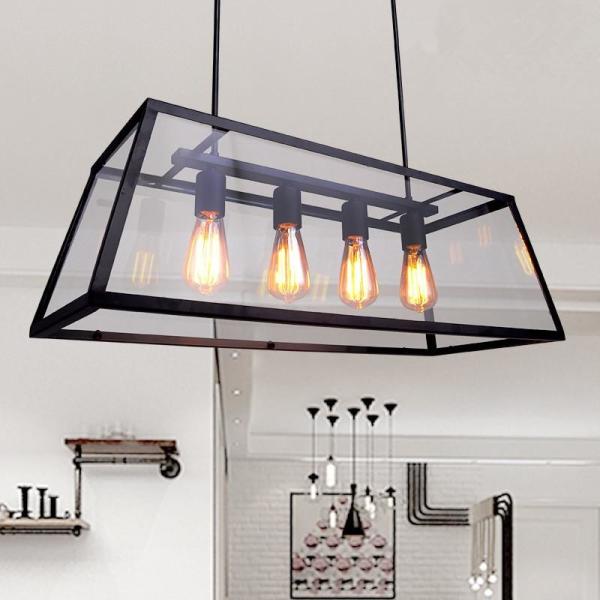 Loft Rectangle Pendant Lights with Glass Lampshade Vintage pendant lamp Fixtures (WH-VP-22)
