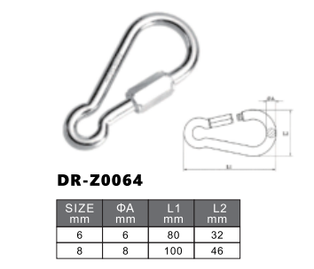 весны Carabiner нержавеющей стали 80x32 100x46 крюк сверхмощной щелчковый