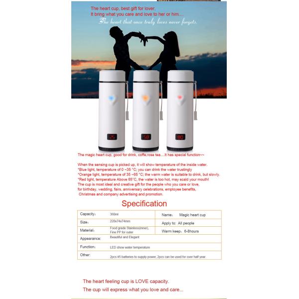 Novelty Popular Water Bottles Different Color Indicator 6-8 Hours Warm Keeping