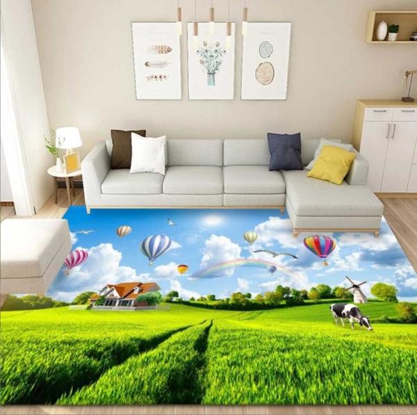 3D Lavender Tulip Pattern Household Bedroom Living Room Floor Carpet Special Style