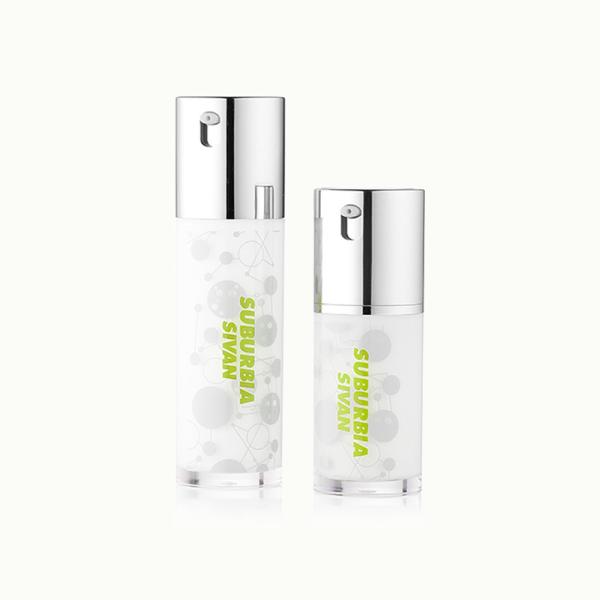 30/50ml Plastic Airless white cylindrical frosted with silver pump for cosmetic packaging bottle